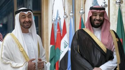 Sheikh Mohamed bin Zayed with Saudi Arabia's Crown Prince Mohammed bin Salman.