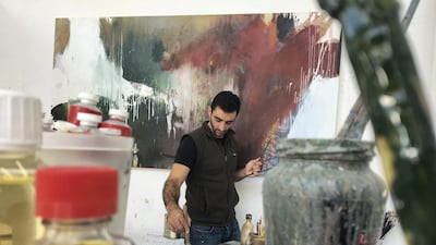 Lebanese painter Richard Hearns in his workshop. Courtesy the artist