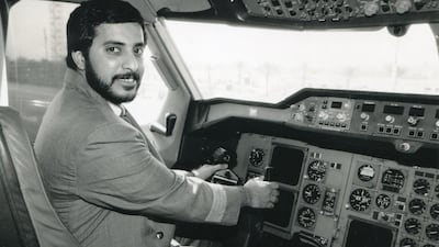 Capt Ahmed Al Shamsi at the helm of an aircraft. He survived a first solo flight that was plagued by a faulty repair and a hair-raising landing. Courtesy Capt Ahmed Al Shamsi