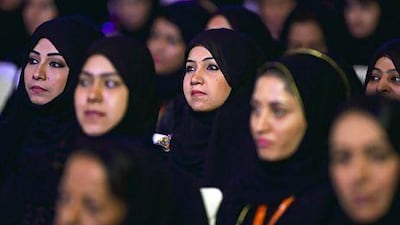 A rapt audience at the Arab Women Leadership Forum at the Grand Hyatt Hotel in Dubai last November. Jeff Topping / The National
