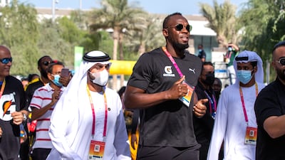 Jamaican sprint legend Usain Bolt took part in a 1.45-kilometre family fun run at Expo 2020 Dubai on Saturday, November 13, 2021. All images Victor Besa / The National