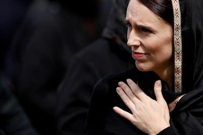 New Zealand's Prime Minister Jacinda Ardern leaves after Friday prayers at Hagley Park outside Al-Noor mosque in Christchurch in March 2019. Reuters