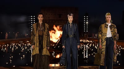 Models walk the runway during the Christian Dior Cruise 2020 show. Getty Images