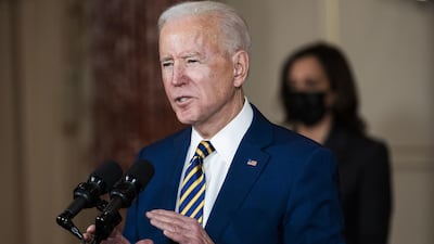 US President Joe Biden speaks at the State Department in Washington. EPA / Bloomberg