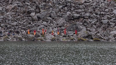 Pilgrims walk around to Gosaikunda Lake. Narendra Shrestha/EPA