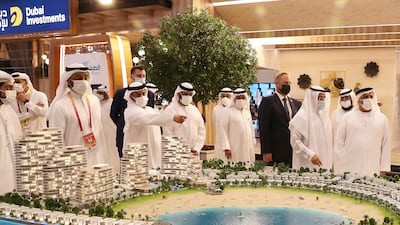 Mattar Al Tayer, director general, chairman of the board of executive directors of the Roads and Transport Authority and commissioner general for infrastructure, urban planning and well-being (first from right) after the inauguration of Cityscape Global.