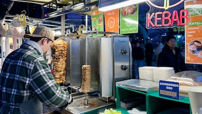 A kebab stand on Myeongdong Street