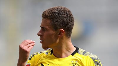 Thorgan Hazard of Borussia Dortmund reacts to a missed chance at the Merkur Spiel-Arena in Duesseldorf. EPA