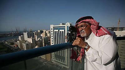 Noor Ali Rashid poses for his portrait at his home in Sharjah on Sunday, November 8, 2009, ahead of his 80th birthday.