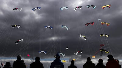 A team perform at the 28th International kite festival in Berck, northern France. Michel Spingler / AP