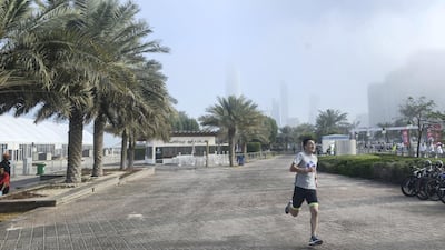 Ulukbek Sarbagyshov, 25, comes first place at the Terry Fox run on the Corniche in Abu Dhabi.
