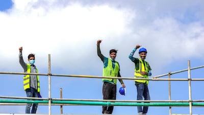 Construction work continues on one of the buildings on the canalside development