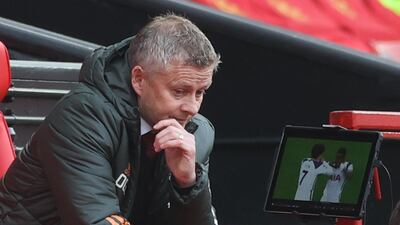 Manchester United manager Ole Gunnar Solskaer cuts a forlorn figure during the 6-1 thrashing at home to Spurs. Reuters