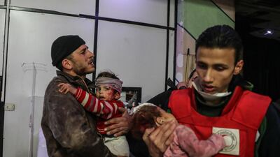 Injured children are treated at a hospital in rebel-held Douma, Eastern Ghouta, Syria, 19 February 2018. At least 85 people were killed in heavy bombing by forces allegedly loyal to the Syrian government. Mohammed Badra / EPA