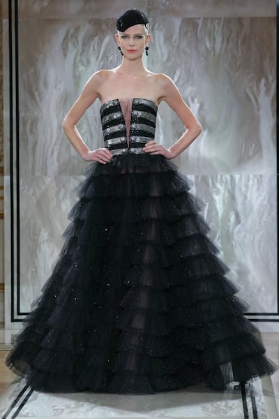 The Giorgio Armani Prive collection was a celebration of the colour black. AFP