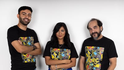 From left, Haroon Tahir, Amna Aijaz and Arafat Ali Khan, founders of Dubai-based e-commerce start-up POPC. Photo: Popc