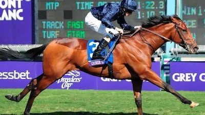 Jockey Ryan Moore, riding George Vancouver to victory in the Breeder's Cup Juvenile Turf Grade, will ride In The Spotlight tonight at Meydan.