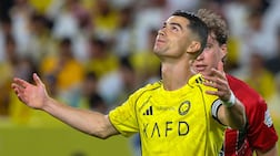 Al Nassr's Cristiano Ronaldo during the win over Al Ettifaq at Al Awwal Park Stadium in Riyadh. AFP