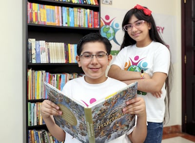Dubai, United Arab Emirates, August 09, 2017: Siblings Aaditya 11 & Aditi 9 Gandhi who are part of a Good Deeds book have set up a library and contributed their books for the community on Wednesday, Aug. 09, 2017, in Dubai. Chris Whiteoak The National