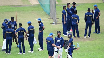 Sri Lanka's players attend a practice sessiom in Dhaka ahead of their first Test against Bangladesh. AFP