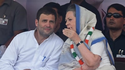 Congress party vice-president Rahul Gandhi and the party's president, Sonia Gandhi. Sajjad Hussain / AFP