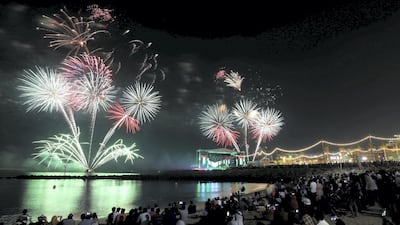 Fireworks go off at La Mer for the 48th UAE National Day on Sunday, December 1. Chris Whiteoak / The National