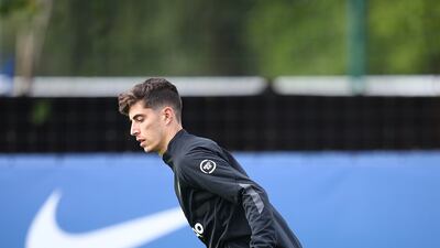 Kai Havertz of Chelsea in training mode.
