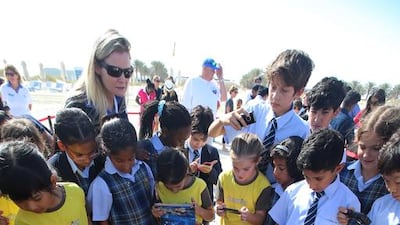 Al Ouda, a turtle weighing 120 kilograms, washed up on an Abu Dhabi beach months ago with an open wound and missing flipper. Ravindranath K / The National