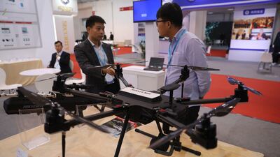A drone at 2017 China international security equipment technology and product expo in Beijing, China. Such machines are being increasingly used in the power industry. Wu Hong/ EPA