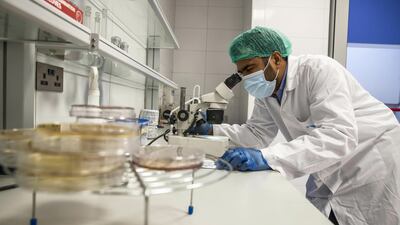 A worker carries out some quality control checks in one of the in-house laboratories