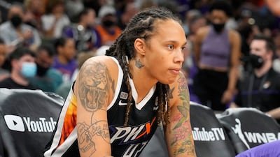Phoenix Mercury centre Brittney Griner at basketball's WNBA Finals in October 2021. AP Photo
