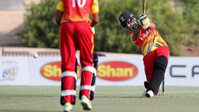 Team Abu Dhabi batsman Usama H. Shah plays a shot.