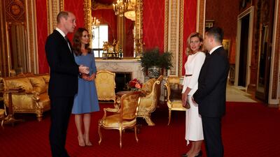 Prince William and Kate met Ukraine's President Volodymyr Zelensky and his wife Olena during an audience at Buckingham Palace in October 2020. Getty