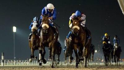Race 5 - Meydan Hotel Derbaas (Ahmed Ajtebi) wins the Meydan Hotel at at the second Meydan Winter Meet at Meydan Racecourse on November 25, 2010. (Image copyright of Andrew Watkins permission must be granted prior to use).