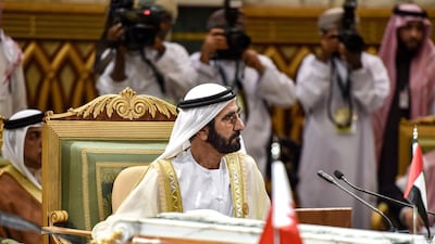 Mohammed bin Rashid Al-Maktoum, Vice President and Prime Minister of the United Arab Emirates, and ruler of the Emirate of Dubai, attends a session of the 40th Gulf Cooperation Council summit. AFP / Fayez Nureldine