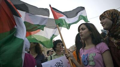 Peace activists protest against the arrests of Amir Makhoul and Omar Sayid, in the northern Israeli city of Haifa.