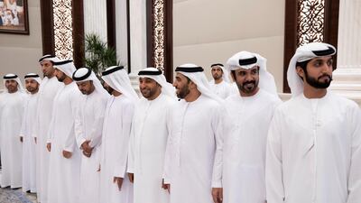 Members of the Ministry of Presidential Affairs attend an iftar reception at Abu Dhabi's Al Bateen Palace.