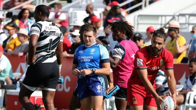 Referee Jaco De Wit during the match between Fiji and Spain on Day 2 of the Emirates Dubai Sevens on Friday, December 3, 2021. Pawan Singh / The National.