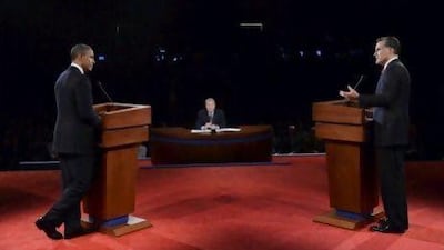 Republican presidential nominee Mitt Romney answers a question during the first 2012 US presidential debate with Barack Obama in Denver.