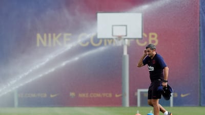 Barcelona coach Ernesto Valverde during training. Reuters