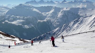 Skiers in the mountains near Saalbach, Austria, where authorities want to encourage health tourism. Photo: AP