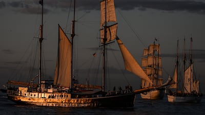 Tall ships participate in the 32nd Hanse Sail maritime festival in Rostock-Warnemuende, Germany. EPA
