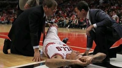 Though they won their play-off opener against the Philadelphia 76ers, the mood in the Chicago Bulls locker room after the game was somber because of the injury to Derrick Rose.