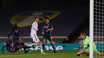 ARSENAL RATINGS: Bernd Leno – 8. Did what he needed to from two efforts by Bamford, and was lucky not to be tested more by wasteful Leeds finishing in the first half. Fine save to stop a Dallas drive bound for the top corner in the second. EPA