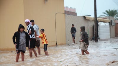 Rain in Sham and Wadi Ghalilah in RAK caused flooding in mountainous areas. Residents said the last time they saw floods was 1975. Mariam Al Nuaimi / The National
