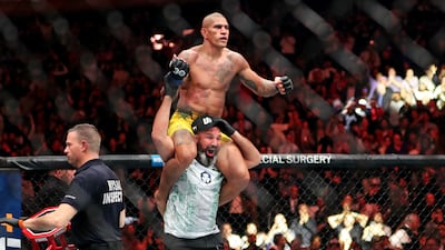 Alex Pereira celebrates beating Jiri Prochazka at UFC 295 at Madison Square Garden to win the UFC light-heavyweight title. USA Today