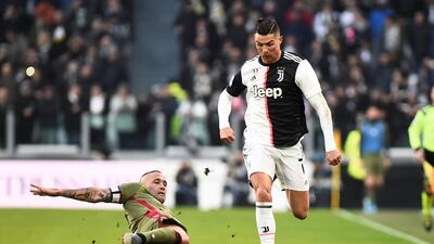 Cristiano Ronaldo beats Cagliari's Radja Nainggolan. Reuters