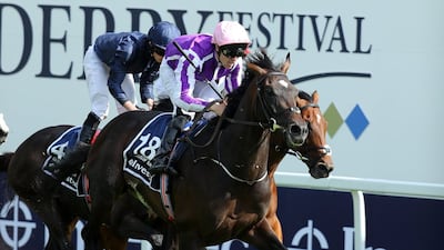 Padraig Beggy riding Wings Of Eagles races to victory during Epsom Derby. Warren Little / Getty Images