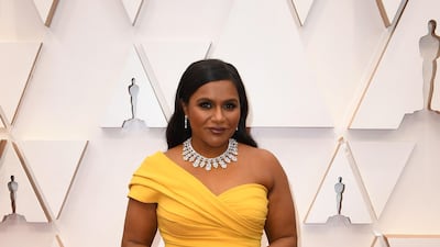 Mindy Kaling in Dolce & Gabbana at the 92nd Oscars at the Dolby Theatre in Hollywood, California on February 9, 2020. AFP