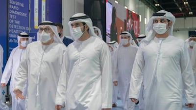 Sheikh Hamdan bin Mohammed, Dubai’s Crown Prince and Sheikh Maktoum bin Mohammed, Deputy Ruler of Dubai, attended Arab Health trade exhibition at Dubai’s World Trade Centre.